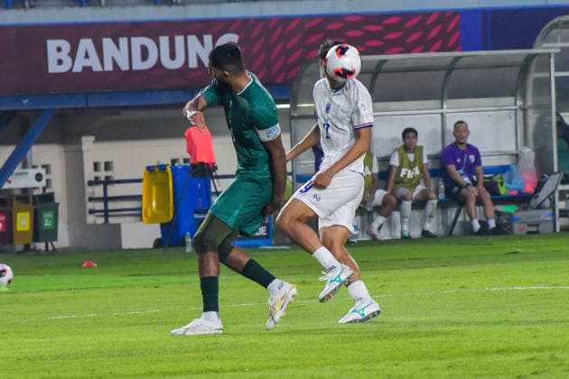 Thailand v Pakistan - FIFA ASEAN CUP 2026 Thai national team, Nationalteam player Chaided Supachai (right) competes for the ball with Pakistani national team player Iqbal Abdullah (left) during the 2026 FIFA ASEAN Cup at Si Jalak Harupat Stadium in Bandung, West Java, Indonesia, on September 26, 2026. The Thai national team defeated the Pakistani national team 4-0. BANDUNG West Java Indonesia  Copyright: xKhairizalxMarisx originalFilename:maris-fifaasea260926_npgKu.jpg