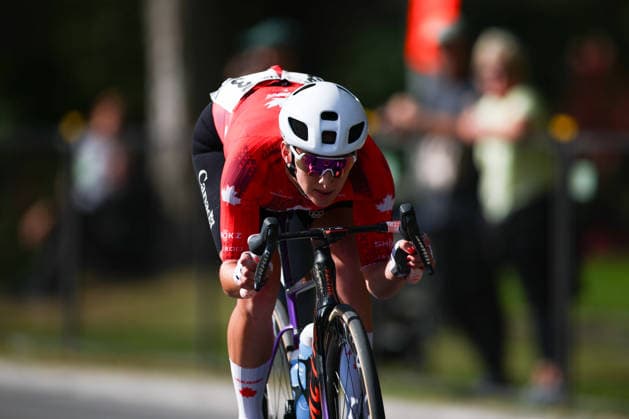 2026 UCI Road World Championships Picture by Vaughn Ridley SWpix.com - 26 09 2026 - Cycling - 2026 UCI Road World Championships - MontrÃ al, Canada - Women Elite Road Race - Maggie Coles-Lyster (Canada) Copyright: x xSWpix.comx(t axPhotographyxHubxLtd)xVaughnxRidley SWpix.comx SWP-3521-4020