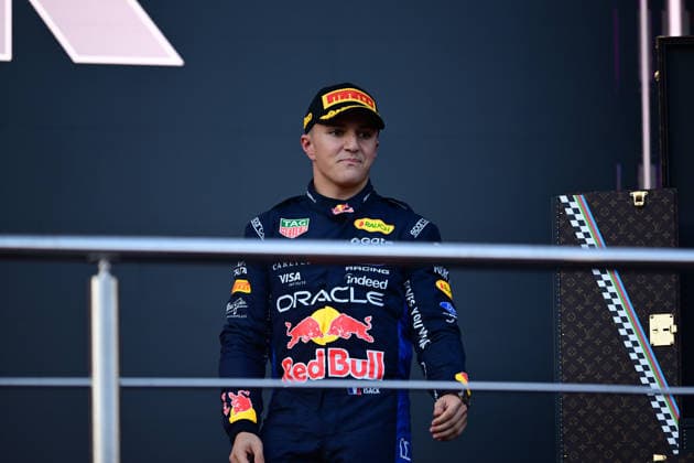 F1 Grand Prix of Azerbaijan Isack Hadjar of Red Bull Racing celebrates his third place during the Formula 1 Azerbaijan Grand Prix at the Baku City Circuit in Baku, Azerbaijan, on September 26, 2026. Baku Caucasus Azerbaijan  Copyright: xAndreaxDiodatox originalFilename:diodato-azerbaij260926_npWP0.jpg
