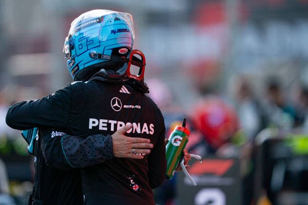 September 26, 2026, Baku, Azerbaijan: British driver GEORGE RUSSELL (Mercedes-AMG F1 Team) celebrates after winning the F1 Grand Prix of Azerbaijan at Baku City Circuit in Baku, Azerbaijan. Formula 1 2026: Azerbaijan Grand Prix - Russell Wins  - ZUMAg147 20260926_fap_g147_039 Copyright: xJamesxGasperottix