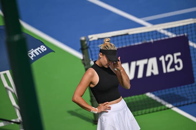 Ankara Open WTA, Tennis Damen 125 Tennis Tournament ANKARA, TURKIYE - SEPTEMBER 26: Polish Weronika Falkowska (not seen) and American Alana Smith (not seen) compete against Slovenian Dalila Jakupovic and Swiss Naima Karamoko (not seen) during the doubles final of the Turk Telekom Ankara Open WTA 125 tennis tournament hosted by Topspin Tennis Academy Bilkent in Ankara, Turkiye, on September 26, 2026. Harun Ozalp Anadolu Ankara Turkey. Editorial use only. Please get in touch for any other usage.  Copyright: x2026xAnadoluxHarunxOzalpx