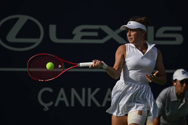Ankara Open WTA, Tennis Damen 125 Tennis Tournament ANKARA, TURKIYE - SEPTEMBER 26: Berfu Cengiz and Deniz Dilek (not seen) compete during the singles semifinal of the Turk Telekom Ankara Open WTA 125 tennis tournament hosted by Topspin Tennis Academy Bilkent in Ankara, Turkiye, on September 26, 2026. Harun Ozalp Anadolu Ankara Turkey. Editorial use only. Please get in touch for any other usage.  Copyright: x2026xAnadoluxHarunxOzalpx