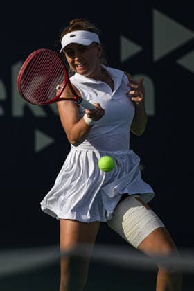 Ankara Open WTA, Tennis Damen 125 Tennis Tournament ANKARA, TURKIYE - SEPTEMBER 26: Berfu Cengiz and Deniz Dilek (not seen) compete during the singles semifinal of the Turk Telekom Ankara Open WTA 125 tennis tournament hosted by Topspin Tennis Academy Bilkent in Ankara, Turkiye, on September 26, 2026. Harun Ozalp Anadolu Ankara Turkey. Editorial use only. Please get in touch for any other usage.  Copyright: x2026xAnadoluxHarunxOzalpx
