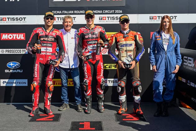 Foto IPP Atti Lauro Cremona 26 09 2026 Motociclismo World Superbike 2026 EICMA ITALIAN ROUND-SuperPole nella foto-7 Iker Lecuona ESP Ducati Panigale V4RAruba.It Racing - Ducati,11 Nicolo Bulega ITA Ducati Panigale V4R Aruba.It Racing - Ducati,67 SURRA Alberto (Sur) ITA Ducati Panigale V4R Motocorsa Racing con Troy Bayliss pluricampione Ducati della WSBK Italy Photo Press - World Copyright Cremona italy Italia ITALY  Copyright: xR4924_italyphotopressx