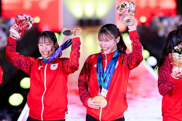 (L-R) Haruka Nakamura, Aiko Sugihara, SEPTEMBER 26, 2026 - Medallist Celebration during the Asian Games Aichi-Nagoya 2026 in Nagoya, Aichi, Japan.  aflo_351115991 x