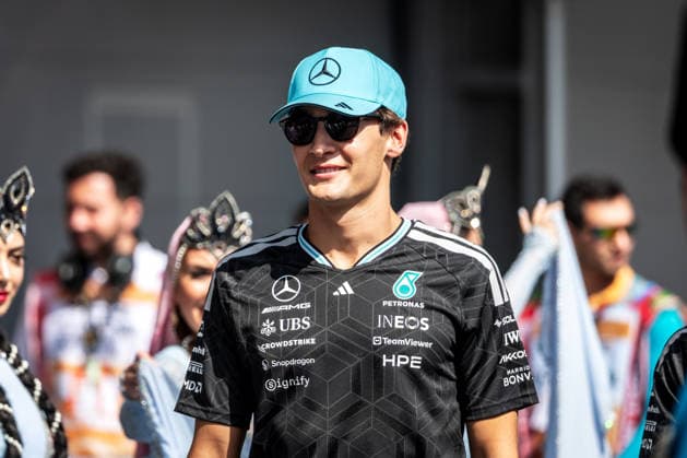 George Russell of Great Britain and Mercedes-AMG PETRONAS F1 Team during Formula One Azerbaijan Grand Prix  aflo_351118558 JayxHiranox