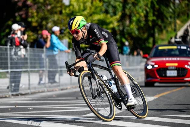 Mauritian Kim le Court pictured in action during the elite women Road Race race (180,4 km) at the cycling World Championship, WM, Weltmeisterschaft in Montreal, Canada, Saturday 26 September 2026. The UCI road world championships are taking place from 20 to 27 September, in Montreal, Canada. JASPERxJACOBS  x187894155x