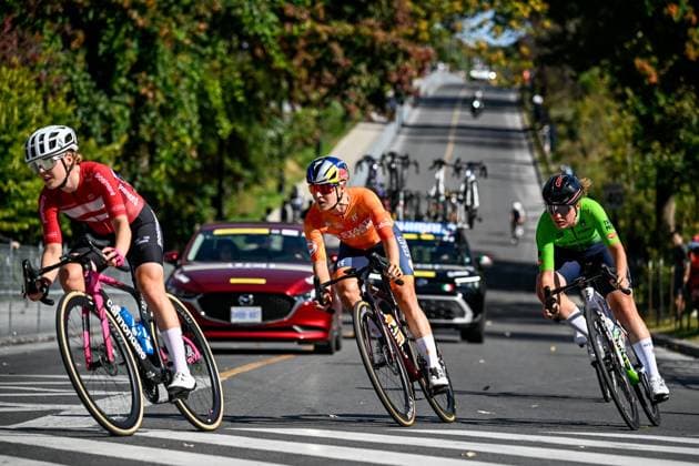 Dutch Amber Kraak is pictured in action during the elite women Road Race race (180,4 km) at the cycling World Championship, WM, Weltmeisterschaft in Montreal, Canada, Saturday 26 September 2026. The UCI road world championships are taking place from 20 to 27 September, in Montreal, Canada. JASPERxJACOBS  x187894156x
