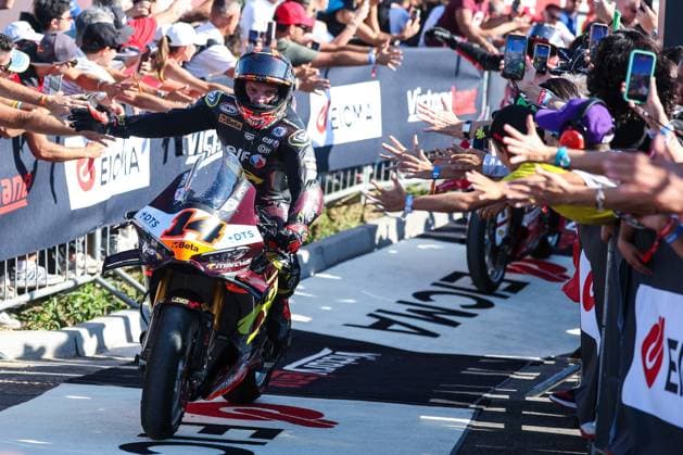 September 26, 2026, San Martino Del Lago, Cremona, Italy: Sam Lowes of ELF Marc VDS Racing Team with Ducati Panigale V4R celebrates the third place in Race 1 during Podium Race 1 of SBK Round 10 EICMA Italian Round. SBK Round 10 EICMA Italian Round (Podium Race 1) In San Martino Del Lago, Italy - 26 Sep 2026  - ZUMAs197 20260926_aaa_s197_148 Copyright: xFabrizioxCarabellix