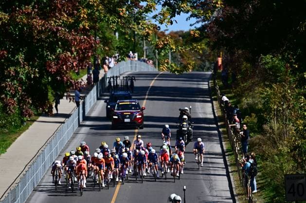 UCI 2026 Road World Championship, WM, Weltmeisterschaft Montreal 26 09 2026 MONTREAL, CANADA - SEPTEMBER 26 : The peloton during the Women Elite cycling road race of the 2026 UCI Road World Championships 93th edition an UCI World Championships cycling race of 180.1 km with start in Montreal and finish in Montreal on September 26, 2026 in Montreal, Canada, 26 09 2026 Montreal Canada  Copyright: xPeterxDexVoechtx