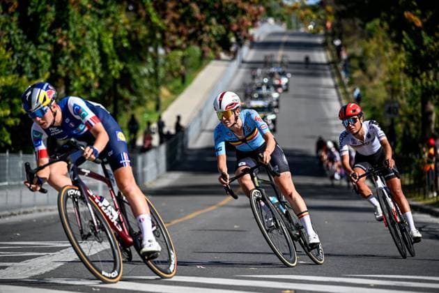Belgian Sandrine Tas is pictured in action during the elite women Road Race race (180,4 km) at the cycling World Championship, WM, Weltmeisterschaft in Montreal, Canada, Saturday 26 September 2026. The UCI road world championships are taking place from 20 to 27 September, in Montreal, Canada. JASPERxJACOBS  x187894811x