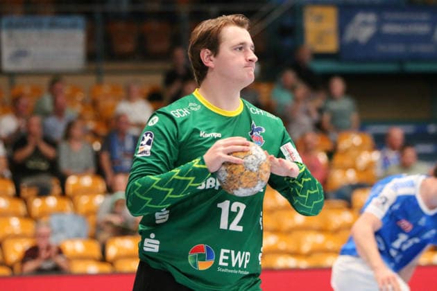 September 26, 2026 Men s Handball 2026–2027, Handball Bundesliga 2, Matchday 5: Dessau Roßlauer HV 06 1 VfL Potsdam, Anhalt Arena, Dessau, Maximilian Grundmann, Potsdam, 12, green on the ball, Dessau-Roßlau, Saxony-Anhalt, Germany
