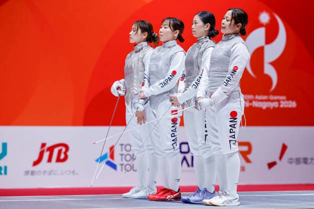 Asian Games Aichi Nagoya 2026 in Nagoya, Japan Team Japan at the 20th Asian Games Aichi Nagoya 2026 women s gold medal fencing match between Republic of Korea VS Japan at the Aichi Sky Expo Hall in Nagoya, Japan, on September 26th, 2026. Nagoya Japan  Copyright: xMatrixxImagesx xSimonxBonnyx