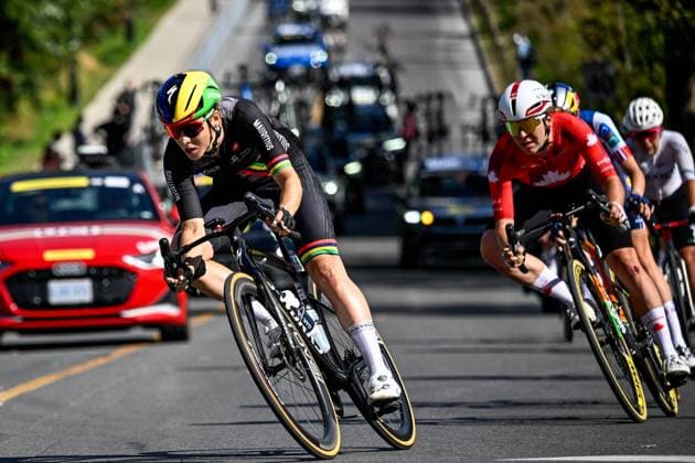 Mauritian Kim le Court is pictured in action during the elite women Road Race race (180,4 km) at the cycling World Championship, WM, Weltmeisterschaft in Montreal, Canada, Saturday 26 September 2026. The UCI road world championships are taking place from 20 to 27 September, in Montreal, Canada. JASPERxJACOBS  x187896388x