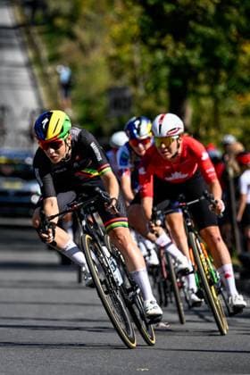 Mauritian Kim le Court is pictured in action during the elite women Road Race race (180,4 km) at the cycling World Championship, WM, Weltmeisterschaft in Montreal, Canada, Saturday 26 September 2026. The UCI road world championships are taking place from 20 to 27 September, in Montreal, Canada. JASPERxJACOBS  x187896506x