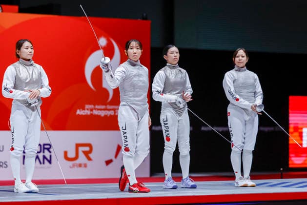 Asian Games Aichi Nagoya 2026 in Nagoya, Japan Team Japan at the 20th Asian Games Aichi Nagoya 2026 women s gold medal fencing match between Republic of Korea VS Japan at the Aichi Sky Expo Hall in Nagoya, Japan, on September 26th, 2026. Nagoya Japan  Copyright: xMatrixxImagesx xSimonxBonnyx