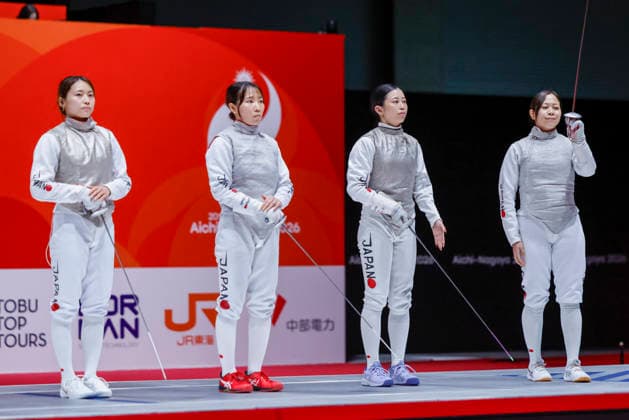 Asian Games Aichi Nagoya 2026 in Nagoya, Japan Team Japan at the 20th Asian Games Aichi Nagoya 2026 women s gold medal fencing match between Republic of Korea VS Japan at the Aichi Sky Expo Hall in Nagoya, Japan, on September 26th, 2026. Nagoya Japan  Copyright: xMatrixxImagesx xSimonxBonnyx