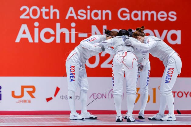 Asian Games Aichi Nagoya 2026 in Nagoya, Japan Team Republic of Korea at the 20th Asian Games Aichi Nagoya 2026 women s gold medal fencing match between Republic of Korea VS Japan at the Aichi Sky Expo Hall in Nagoya, Japan, on September 26th, 2026. Nagoya Japan  Copyright: xMatrixxImagesx xSimonxBonnyx