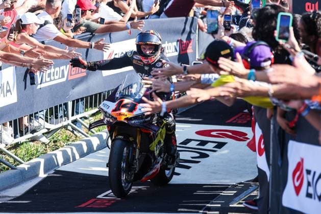 September 26, 2026, San Martino Del Lago, Cremona, Italy: Sam Lowes of ELF Marc VDS Racing Team with Ducati Panigale V4R celebrates the third place in Race 1 during Podium Race 1 of SBK Round 10 EICMA Italian Round. SBK Round 10 EICMA Italian Round (Podium Race 1) In San Martino Del Lago, Italy - 26 Sep 2026  - ZUMAs197 20260926_aaa_s197_168 Copyright: xFabrizioxCarabellix