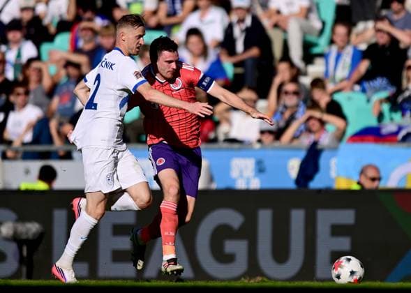 Andy Robertson of Scotland in action against Jan Kamencnik of Slovenia Slovenia v Scotland, UEFA Nations League, Football, Stadion Stozice, Ljubljana, Slovenia - 26 Sep 2026Ljubljana Stadion Stozice Australia  Copyright: xNikolaxKrstic Shutterstockx 17170707cq