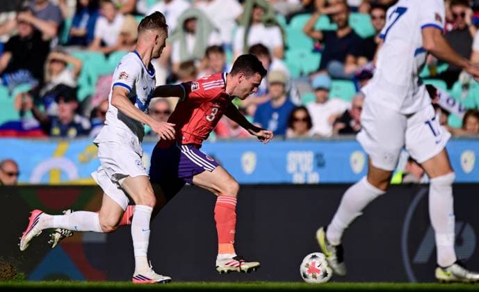 Andy Robertson of Scotland in action against Jan Kamencnik of Slovenia Slovenia v Scotland, UEFA Nations League, Football, Stadion Stozice, Ljubljana, Slovenia - 26 Sep 2026Ljubljana Stadion Stozice Australia  Copyright: xNikolaxKrstic Shutterstockx 17170707cp