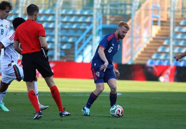 Varazdin, 260926. Varteks Stadium. U-21 European Championship, EM, Europameisterschaft qualifying football match: Croatia vs. Hungary. Pictured: Luka Vrbancic. Photo: Zeljko Hajdinjak CROPIX Copyright: xxZeljkoxHajdinjakx hrvatska_madjarska16-260926