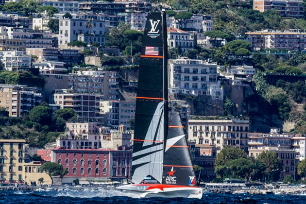 THE LOUIS VUITTON 38TH AMERICA™S CUP PRELIMINARY REGATTA, NAPLES American Racing Challenger Team USA competes on the second day of the preliminary regatta for the 38th Louis Vuitton America™s Cup in the Gulf of Naples, Campania, Italy, on September 26, 2026. The Naples preliminary regatta gives the competing teams their first opportunity to test their AC40 one-design yachts ahead of the 38th America™s Cup, which will be held in Naples in 2027. _BPH0806 Copyright: xAntonioxBalascox