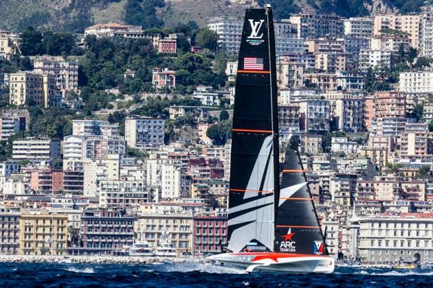 THE LOUIS VUITTON 38TH AMERICA™S CUP PRELIMINARY REGATTA, NAPLES American Racing Challenger Team USA competes on the second day of the preliminary regatta for the 38th Louis Vuitton America™s Cup in the Gulf of Naples, Campania, Italy, on September 26, 2026. The Naples preliminary regatta gives the competing teams their first opportunity to test their AC40 one-design yachts ahead of the 38th America™s Cup, which will be held in Naples in 2027. _BPH0832 Copyright: xAntonioxBalascox