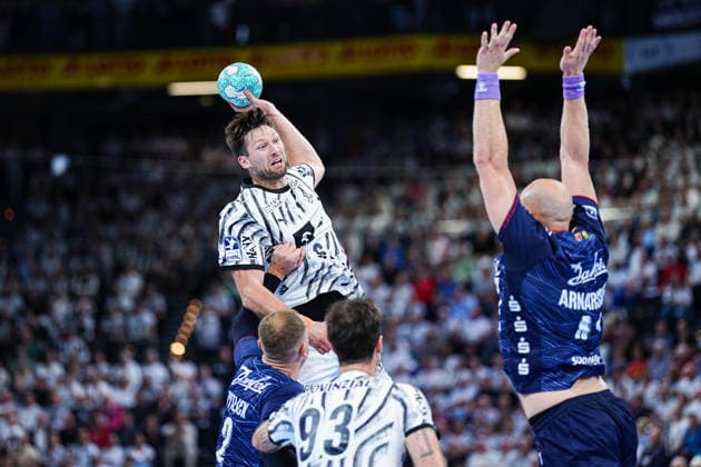 Goal by Harald Reinkind, THW Kiel, 06 GER, THW Kiel vs. SG Flensburg Handewitt, Handball, 1. Bundesliga, Matchday 6, 2026–2027 Season, September 26, 2026, Germany, THW Kiel vs. SG Flensburg Handewitt, Handball, 1st Bundesliga, Matchday 6, 2026–2027 season, September 26, 2026, Kiel Copyright: xEibner-Pressefoto MarcelxvonxFehrnx EP_MFN