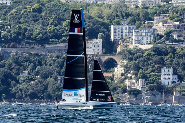 THE LOUIS VUITTON 38TH AMERICA™S CUP PRELIMINARY REGATTA, NAPLES La Roche-Posay Racing Team competes on the second day of the preliminary regatta for the 38th Louis Vuitton America™s Cup in the Gulf of Naples, Campania, Italy, on September 26, 2026. The Naples preliminary regatta gives the competing teams their first opportunity to test their AC40 one-design yachts ahead of the 38th America™s Cup, which will be held in Naples in 2027. _BPH1209 Copyright: xAntonioxBalascox