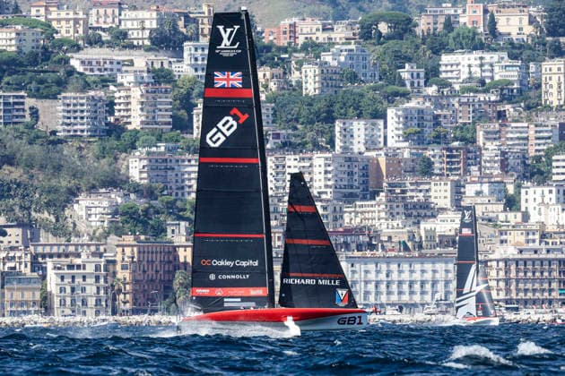 THE LOUIS VUITTON 38TH AMERICA™S CUP PRELIMINARY REGATTA, NAPLES GB1 team competes on the second day of the preliminary regatta for the 38th Louis Vuitton America™s Cup in the Gulf of Naples, Campania, Italy, on September 26, 2026. The Naples preliminary regatta gives the competing teams their first opportunity to test their AC40 one-design yachts ahead of the 38th America™s Cup, which will be held in Naples in 2027. _BPH1234 Copyright: xAntonioxBalascox