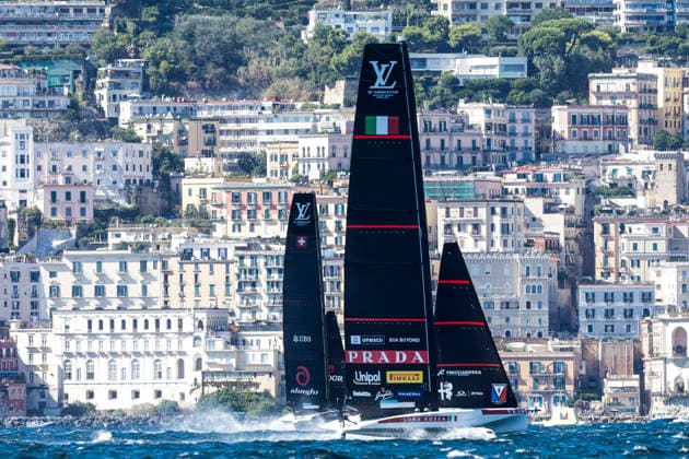 THE LOUIS VUITTON 38TH AMERICA™S CUP PRELIMINARY REGATTA, NAPLES Luna Rossa team competes on the second day of the preliminary regatta for the 38th Louis Vuitton America™s Cup in the Gulf of Naples, Campania, Italy, on September 26, 2026. The Naples preliminary regatta gives the competing teams their first opportunity to test their AC40 one-design yachts ahead of the 38th America™s Cup, which will be held in Naples in 2027. _BPH1247 Copyright: xAntonioxBalascox
