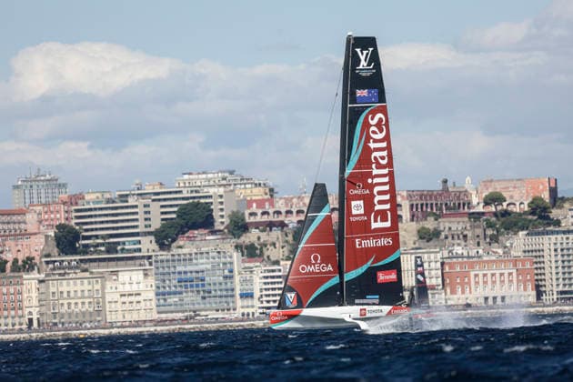 THE LOUIS VUITTON 38TH AMERICA™S CUP PRELIMINARY REGATTA, NAPLES Emirates team New Zeland competes on the second day of the preliminary regatta for the 38th Louis Vuitton America™s Cup in the Gulf of Naples, Campania, Italy, on September 26, 2026. The Naples preliminary regatta gives the competing teams their first opportunity to test their AC40 one-design yachts ahead of the 38th America™s Cup, which will be held in Naples in 2027. _BPH3113 Copyright: xAntonioxBalascox