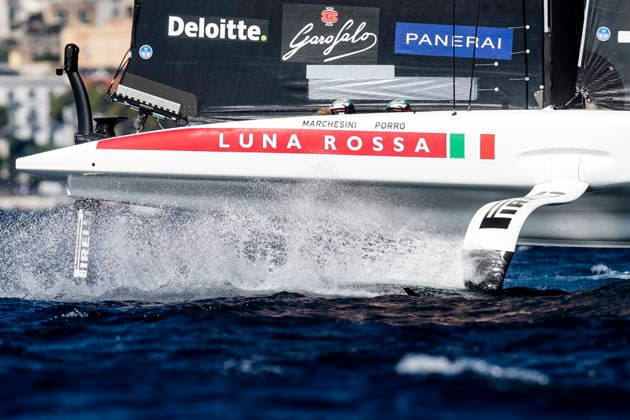 THE LOUIS VUITTON 38TH AMERICA™S CUP PRELIMINARY REGATTA, NAPLES Luna Rossa team competes on the second day of the preliminary regatta for the 38th Louis Vuitton America™s Cup in the Gulf of Naples, Campania, Italy, on September 26, 2026. The Naples preliminary regatta gives the competing teams their first opportunity to test their AC40 one-design yachts ahead of the 38th America™s Cup, which will be held in Naples in 2027. _BPH3453 Copyright: xAntonioxBalascox