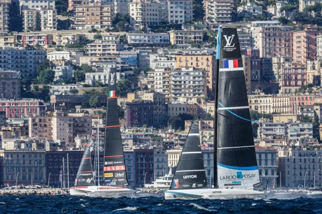 THE LOUIS VUITTON 38TH AMERICA™S CUP PRELIMINARY REGATTA, NAPLES La Roche-Posay Racing Team competes on the second day of the preliminary regatta for the 38th Louis Vuitton America™s Cup in the Gulf of Naples, Campania, Italy, on September 26, 2026. The Naples preliminary regatta gives the competing teams their first opportunity to test their AC40 one-design yachts ahead of the 38th America™s Cup, which will be held in Naples in 2027. _BPH4342 Copyright: xAntonioxBalascox