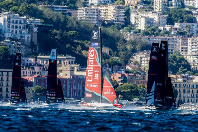 THE LOUIS VUITTON 38TH AMERICA™S CUP PRELIMINARY REGATTA, NAPLES Emirates team New Zeland competes on the second day of the preliminary regatta for the 38th Louis Vuitton America™s Cup in the Gulf of Naples, Campania, Italy, on September 26, 2026. The Naples preliminary regatta gives the competing teams their first opportunity to test their AC40 one-design yachts ahead of the 38th America™s Cup, which will be held in Naples in 2027. _BPH4471 Copyright: xAntonioxBalascox