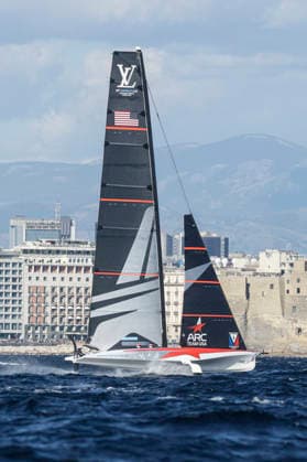 THE LOUIS VUITTON 38TH AMERICA™S CUP PRELIMINARY REGATTA, NAPLES American Racing Challenger Team USA competes on the second day of the preliminary regatta for the 38th Louis Vuitton America™s Cup in the Gulf of Naples, Campania, Italy, on September 26, 2026. The Naples preliminary regatta gives the competing teams their first opportunity to test their AC40 one-design yachts ahead of the 38th America™s Cup, which will be held in Naples in 2027. _BPH4901 Copyright: xAntonioxBalascox