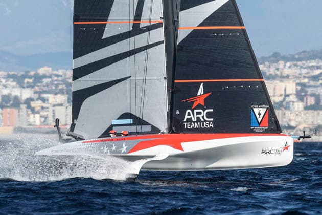 THE LOUIS VUITTON 38TH AMERICA™S CUP PRELIMINARY REGATTA, NAPLES American Racing Challenger Team USA competes on the second day of the preliminary regatta for the 38th Louis Vuitton America™s Cup in the Gulf of Naples, Campania, Italy, on September 26, 2026. The Naples preliminary regatta gives the competing teams their first opportunity to test their AC40 one-design yachts ahead of the 38th America™s Cup, which will be held in Naples in 2027. _BPH5214 Copyright: xAntonioxBalascox