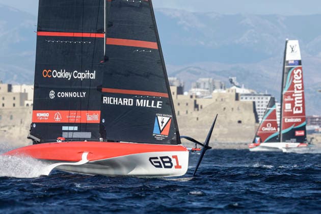 THE LOUIS VUITTON 38TH AMERICA™S CUP PRELIMINARY REGATTA, NAPLES GB1 team competes on the second day of the preliminary regatta for the 38th Louis Vuitton America™s Cup in the Gulf of Naples, Campania, Italy, on September 26, 2026. The Naples preliminary regatta gives the competing teams their first opportunity to test their AC40 one-design yachts ahead of the 38th America™s Cup, which will be held in Naples in 2027. _BPH4710 Copyright: xAntonioxBalascox