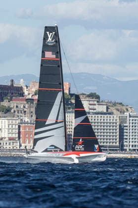 THE LOUIS VUITTON 38TH AMERICA™S CUP PRELIMINARY REGATTA, NAPLES American Racing Challenger Team USA competes on the second day of the preliminary regatta for the 38th Louis Vuitton America™s Cup in the Gulf of Naples, Campania, Italy, on September 26, 2026. The Naples preliminary regatta gives the competing teams their first opportunity to test their AC40 one-design yachts ahead of the 38th America™s Cup, which will be held in Naples in 2027. _BPH4890 Copyright: xAntonioxBalascox