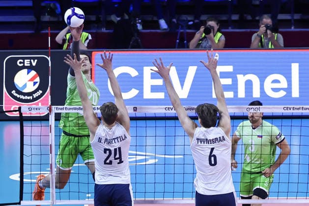 IPA89001430 - Attack by 20 Nik Mujanovic (Slovenia) during the Bronze Medal Match of the CEV Enel EuroVolley 2026 between Slovenia and Finland at the Unipol Forum in Milan, Italy, on September 26, 2026, during EuroVolley 2026 - Bronze Medal Match - Finland vs. Slovenia, CEV EuroVolley Men’s match in Assago (MI), Italy, September 26, 2026  Copyright: xValerioxOrigo IPAxSportx xx IPA89001430