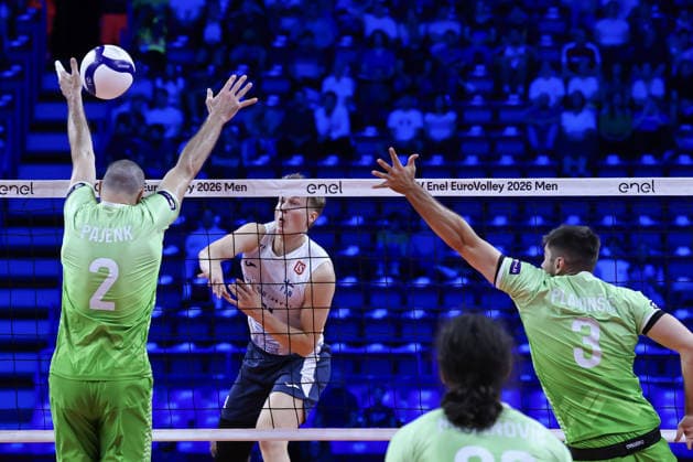 IPA89001451 - Attack by 24 Nooa Marttila (Finland) during the bronze medal match of the CEV Enel EuroVolley 2026 between Slovenia and Finland at the Unipol Forum in Milan, Italy, on September 26, 2026, during EuroVolley 2026 - Bronze Medal Match - Finland vs. Slovenia, CEV EuroVolley Men’s match in Assago (MI), Italy, September 26, 2026  Copyright: xValerioxOrigo IPAxSportx xx IPA89001451