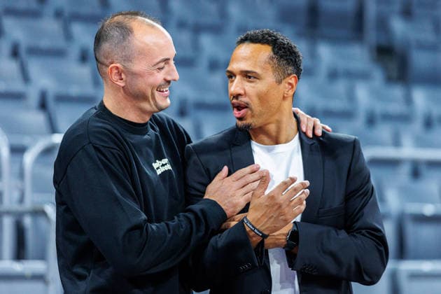 Karsten Tadda, BMA365 Bamberg Baskets, Brand Ambassador and Youth Program Coordinator; David McCray, MHP Riesen Ludwigsburg, Athletic Director; BMA365 Bamberg Baskets vs. MHP RIESEN Ludwigsburg, Basketball, easyCredit BBL, Matchday 3, September 26, 2026 BMA365 Bamberg Baskets vs. MHP RIESEN Ludwigsburg, Basketball, easyCredit BBL, Matchday 3, September 26, 2026 Bamberg Copyright: xEibner-Pressefoto G.xSantemizx EP_EER
