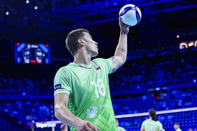 IPA89001425 - 18 Klemen Cebulj (Slovenia) during the bronze medal match of the CEV Enel EuroVolley 2026 between Slovenia and Finland at the Unipol Forum in Milan, Italy, on September 26, 2026, during EuroVolley 2026 - Bronze Medal Match - Finland vs. Slovenia, CEV EuroVolley Men’s match in Assago (MI), Italy, September 26, 2026  Copyright: xValerioxOrigo IPAxSportx xx IPA89001425
