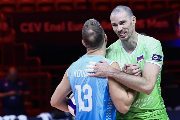 IPA89001439 - 13 Jani Kova?i? (Slovenia) with 2 Alen Pajenk (Slovenia) during the bronze medal match of the CEV Enel EuroVolley 2026 between Slovenia and Finland at the Unipol Forum in Milan, Italy, on September 26, 2026, during EuroVolley 2026 - Bronze Medal Match - Finland vs. Slovenia, CEV EuroVolley Men’s match in Assago (MI), Italy, September 26, 2026  Copyright: xValerioxOrigo IPAxSportx xx IPA89001439