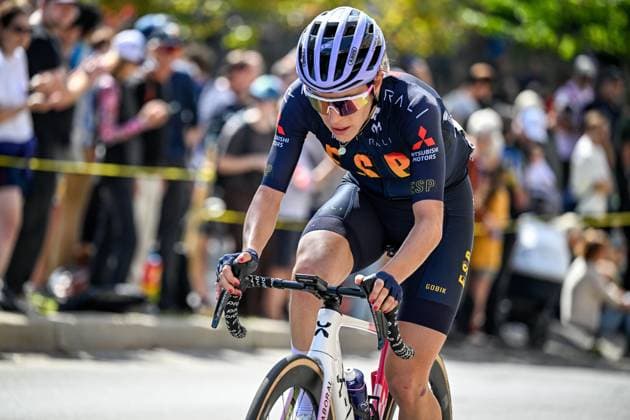 Spanish Paula Blasi is pictured in action during the elite women Road Race race (180,4 km) at the cycling World Championship, WM, Weltmeisterschaft in Montreal, Canada, Saturday 26 September 2026. The UCI road world championships are taking place from 20 to 27 September, in Montreal, Canada. JASPERxJACOBS  x187901181x