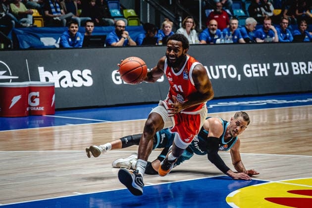 September 26, 2026, xhfmx, easyCredit BBL Bundesliga Basketball, Frankfurt Skyliners vs. Rasta Vechta, Matt Lewis (Rasta Vechta), Thomas Klepeisz (Frankfurt Skyliners), Frankfurt am Main