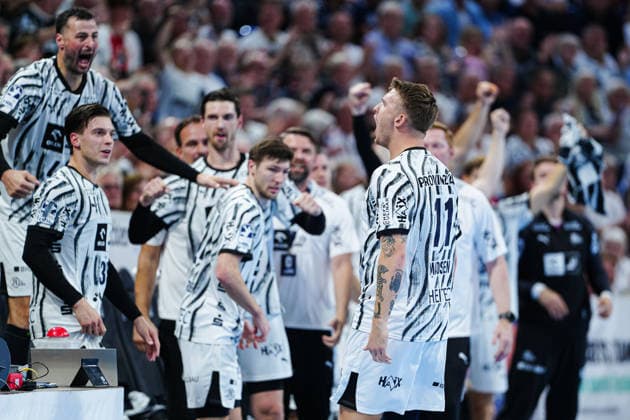 Emil Wernsdorf Madsen celebrates a goal for THW Kiel, 1 GER, THW Kiel vs. SG Flensburg Handewitt, Handball, 1st Bundesliga, Matchday 6, 2026–2027 Season, September 26, 2026, Germany, THW Kiel vs. SG Flensburg Handewitt, Handball, 1st Bundesliga, Matchday 6, 2026–2027 season, September 26, 2026, Kiel Copyright: xEibner-Pressefoto MarcelxvonxFehrnx EP_MFN