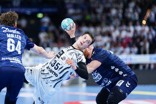 Goal by Domen Makuc, THW Kiel, 35 GER, THW Kiel vs. SG Flensburg Handewitt, Handball, 1st Bundesliga, Matchday 6, 2026–2027 Season, September 26, 2026 GER, THW Kiel vs. SG Flensburg Handewitt, Handball, 1st Bundesliga, Matchday 6, 2026–2027 season, September 26, 2026, Kiel Copyright: xEibner-Pressefoto MarcelxvonxFehrnx EP_MFN