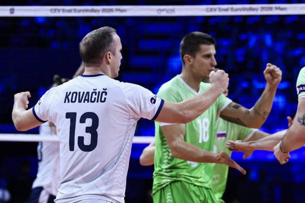 VOLLEYBALL - CEV Men s Eurovolley - Eurovolley 2026 - Bronze Medal Match - Finland vs. Slovenia Photo by IPA ABACAPRESS.COM89001450 - Jani Kova?i? ( 13, Slovenia) celebrates during the bronze medal match of the CEV Enel EuroVolley 2026 between Slovenia and Finland at the Unipol Forum in Milan, Italy, on September 26, 2026, during EuroVolley 2026 - Bronze Medal Match - Finland vs. Slovenia, CEV EuroVolley Men’s match in Assago (MI), Italy, September 26, 2026 Assago (MI) Italy  Copyright: xIPAxSport ABACAx